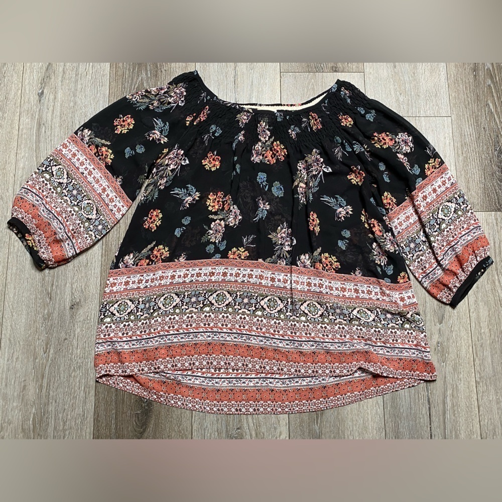 Knox Rose Women’s Off The Shoulder Paisley Floral Blouse Size Medium